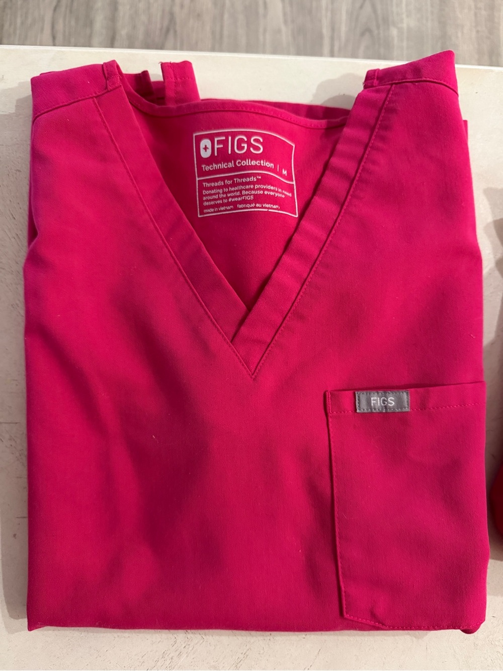 Figs Hot Pink V-Neck Scrub Top